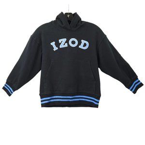 Izod Jeans Pullover Hoodie Black Blue Boys Size S/8 Logo Long Sleeve Pockets NEW